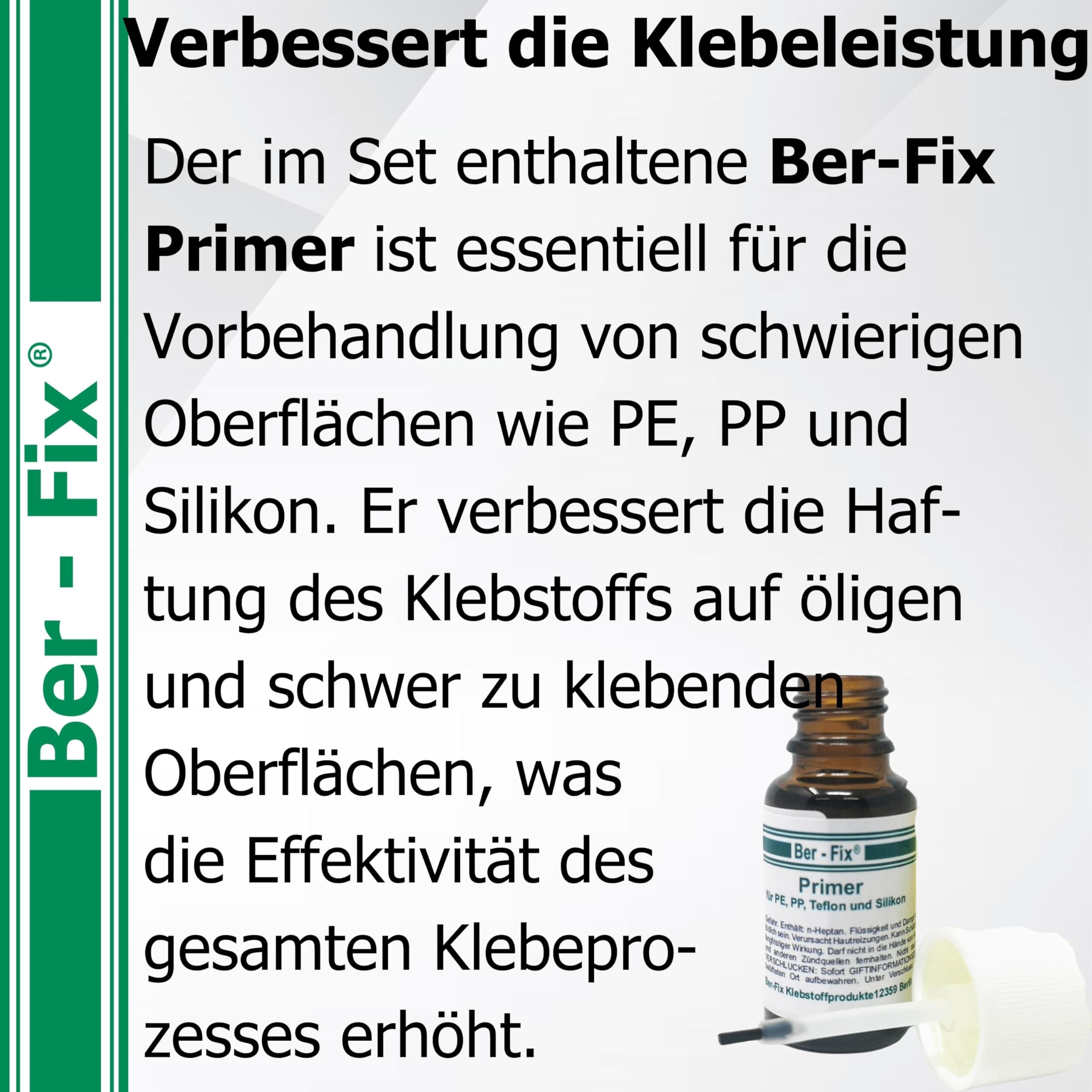 Ber-Fix PE PP PTFE Kunststoffkleber Set Industriebedarf(50g + 15ml) mit