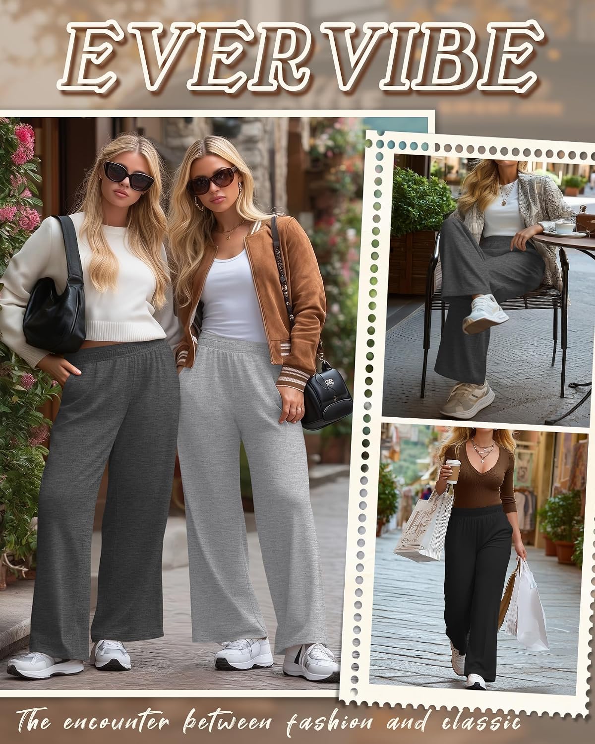 Evervibe 3 Pack Women's Plus Size Wide Leg Pants Baggy Yoga Pajama Pants Elastic Waist Casual Lounge Trousers with Pockets