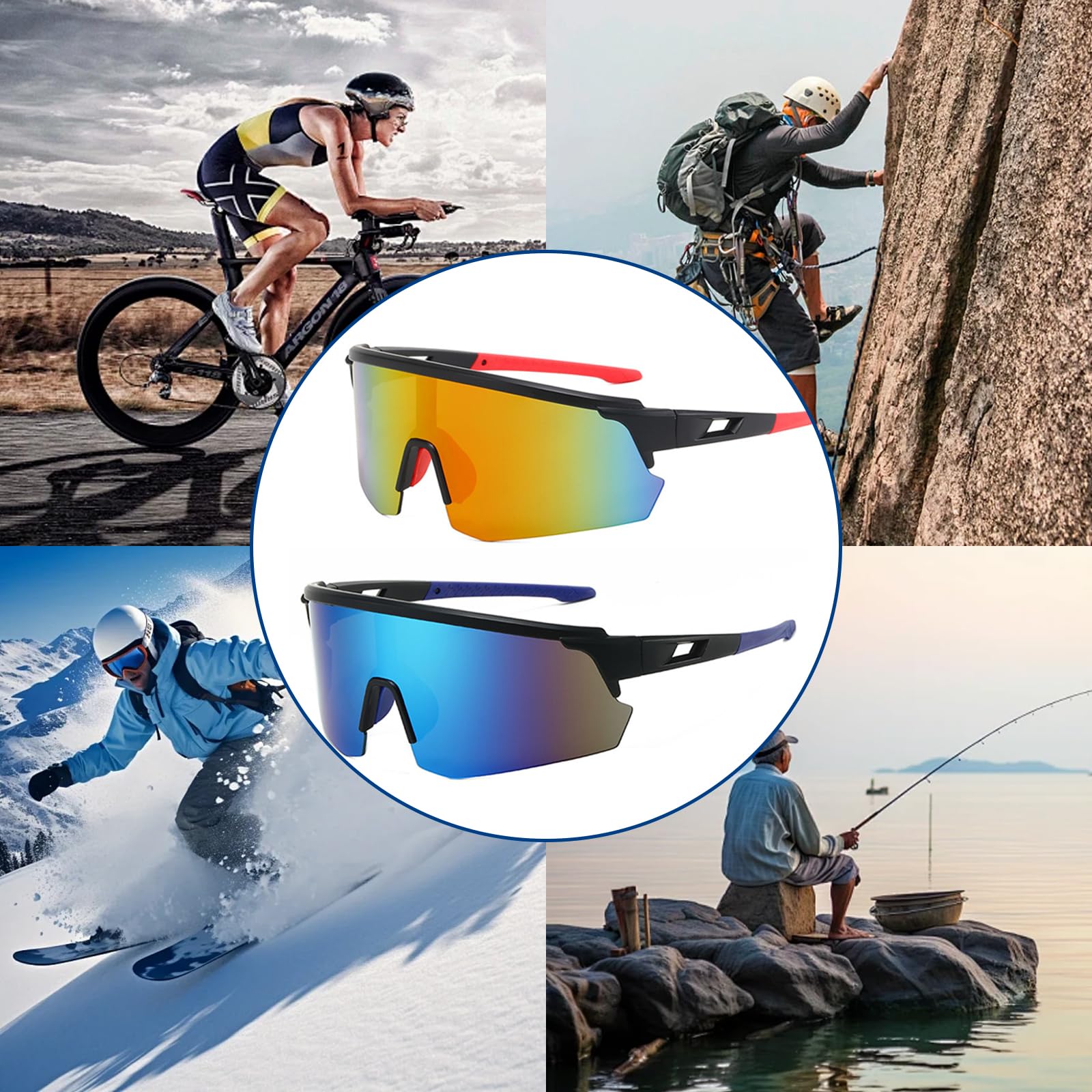 Gafas Polarizadas Ciclismo Deportivas para Hombre y Mujer, Resistentes al Viento UV 400, Cortaviento para Bicicleta
