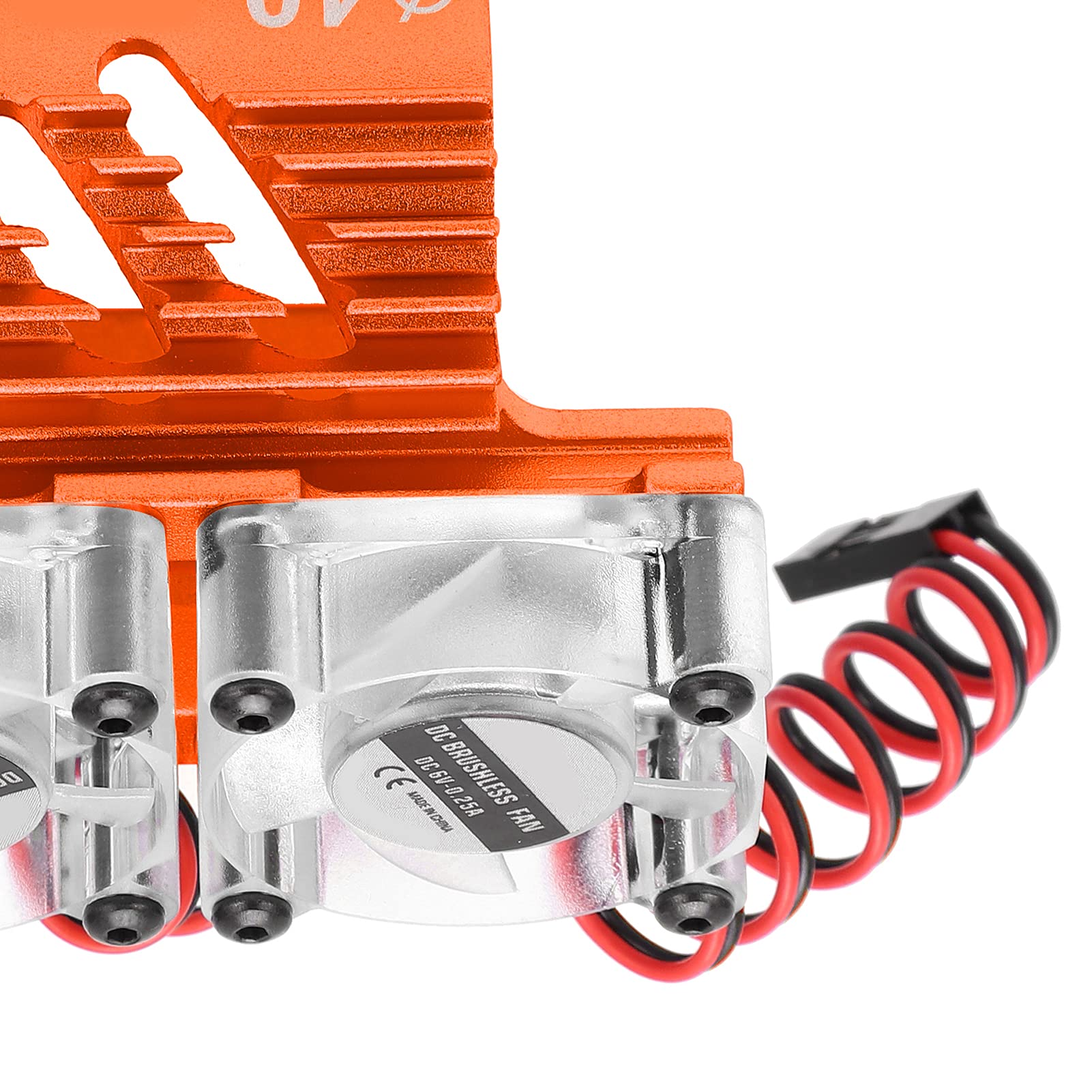 Dissipatore di calore per motore con doppia ventola, radiatore di raffreddamento per motore a doppia ventola, radiatore in alluminio da 40–42 mm con due ventole da 30 mm per auto (Arancia)