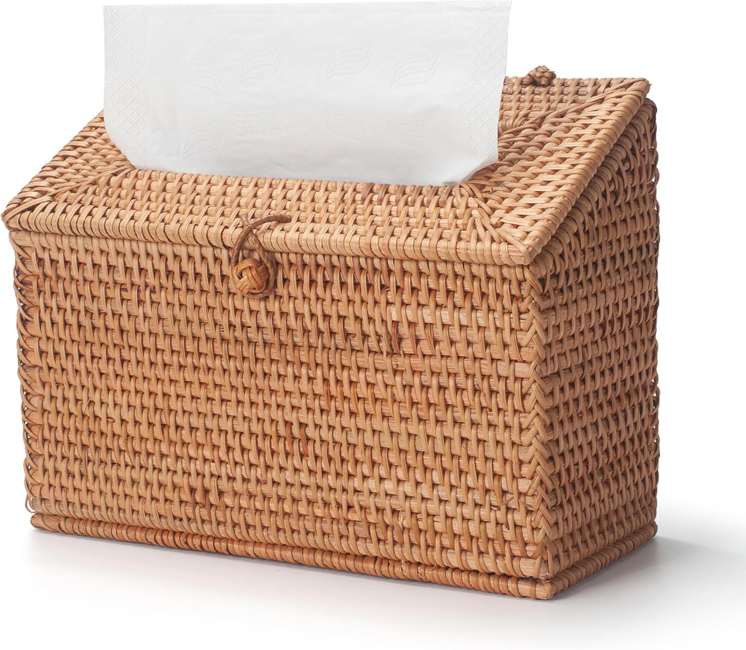 Nestory Rattan Hand Towel Box Cover, Compatible with Kleenex Disposable Hand Towels, Wicker Paper Towel Holder for Bathroom Countertop, Powder Room, Guest Bathroom Decor, Natural