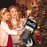 Vista 4 de Medias de Navidad de Felpa Personalizadas de Vaca Juego de 2 Grandes de 20" de Piel Bordada Medias de Navidad Personalizar Nombre Estilo Granja