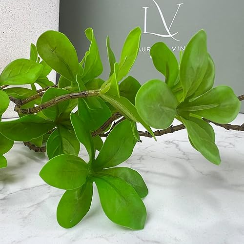 Miniatura 4 de Jarrón de cerámica blanca de 12 pulgadas de alto, con 5 ramas de 25 pulgadas, juego de tallos artificiales artificiales vibrantes de vegetación,