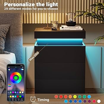 Amazon.co.jp: ADORNEVE ナイトスタンド 充電ステーションとLED