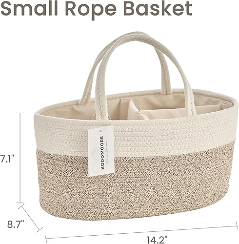 Miniatura 9 de Organizador de pañales, cesta de regalo vacía para artículos esenciales para recién nacidos, cesta de almacenamiento de bebé, elegante bolsa de