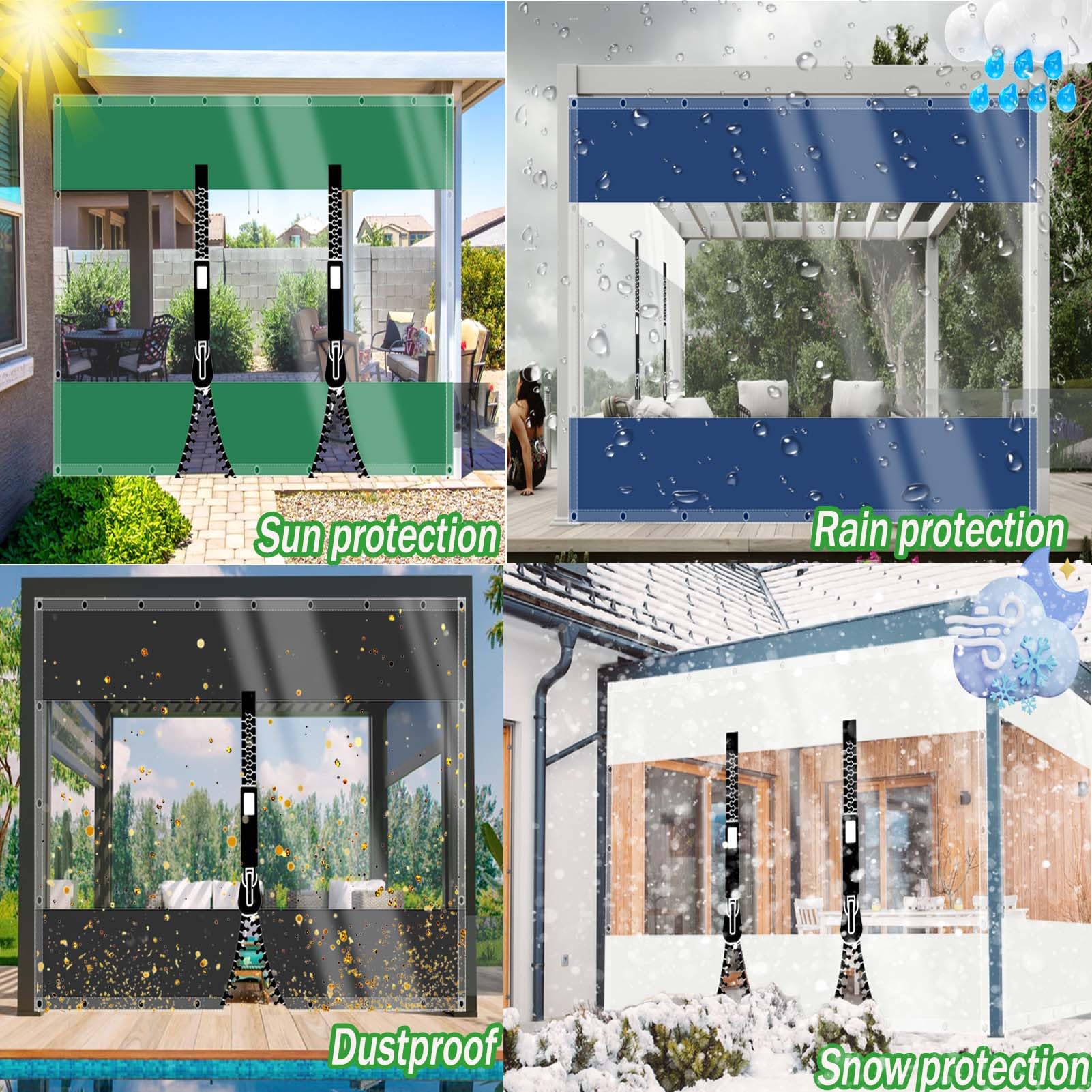 Telone Trasparente 0,5mm 2,5 x 3m Impermeabile Con Occhielli | PVC 0,5mm, Antigelo, Antipioggia, per Balcone, Giardino, Gazebo, Terrazzo, Mobili Esterni,Taglie personalizzate