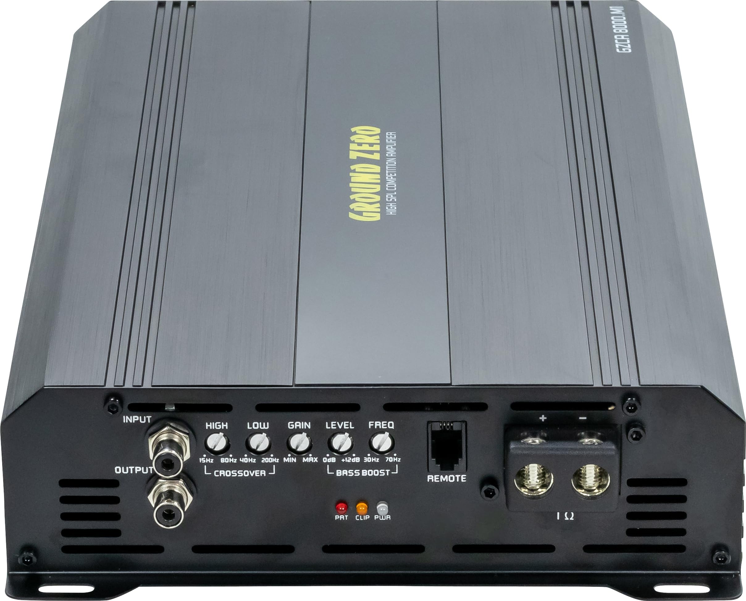 Ground Zero GZCA 8000.M1 - Amplificatore MS-PL-Class D, 1 canale, 8100 W RMS, 1 Ω stabile, crossover attivo, basso boost incluso