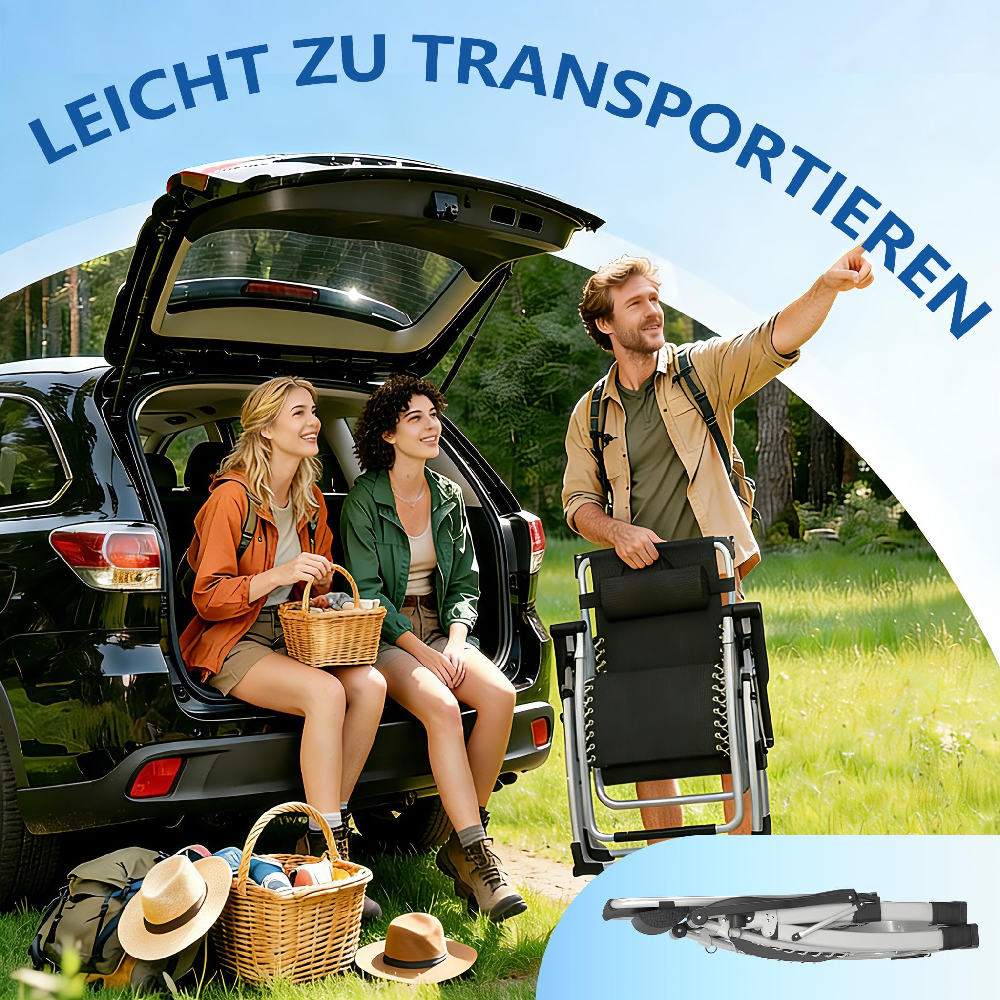 YRHome Beige Sonnenliege Klappbar Gartenliege, Liegestuhl mit Dach, Belastbar 150kg, Ergonomische Relaxliege mit Verstellbarer Rückenlehne, Seitentasche, Nackenkissen, Getränkehalter für Garten