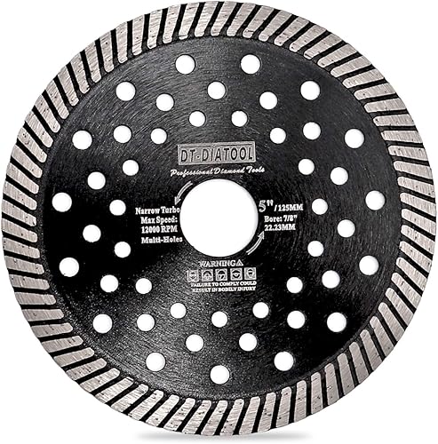 DT-DIATOOL - Hoja de sierra de diamante estrecho turbo con múltiples agujeros, para hormigón, mármol, hormigón, mampostería, disco de corte de