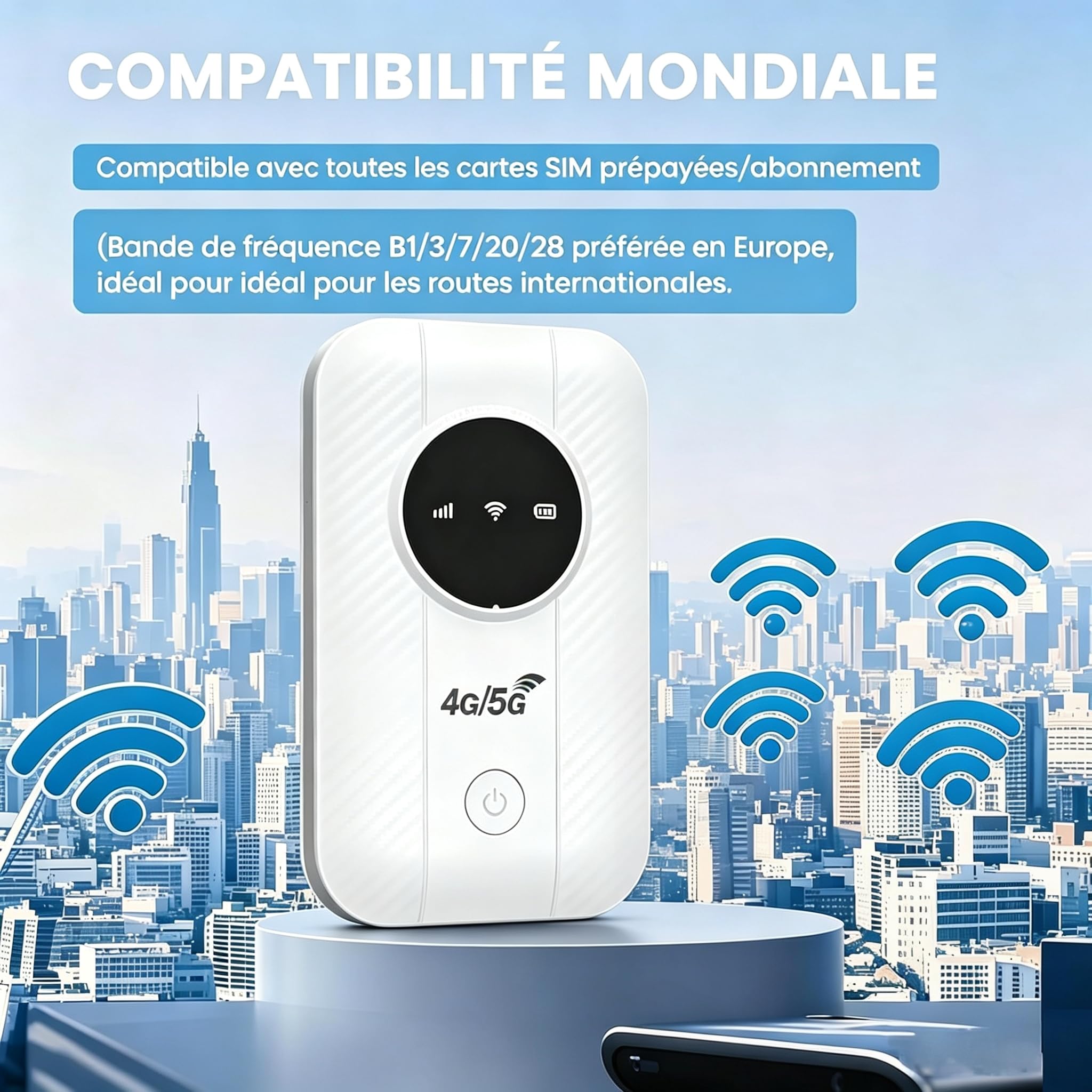 Router 5G portatile WiFi 6, sbloccato con slot SIM Modem Internet mobile ad alta velocità 5G/4G+, connessione fino a 26 dispositivi, ideale per viaggi e telelavoro