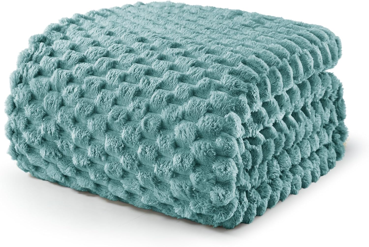 Exclusivo Mezcla King Size Fleece Blanket for Bed, 90x104 Inches Stylish Jacquard Velvet Soft Blanket, Fuzzy Cozy Lightweight for All Season, Celadon