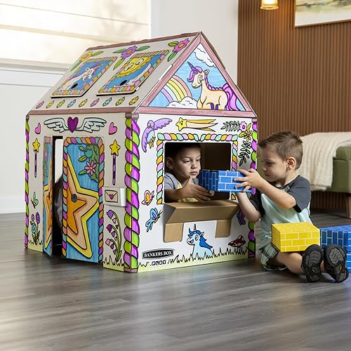 Miniatura 10 de Bankers Box at Play - Casa de juegos de cumpleaños, casa de juegos de cartón y actividad artesanal de tamaño real para niños y familias