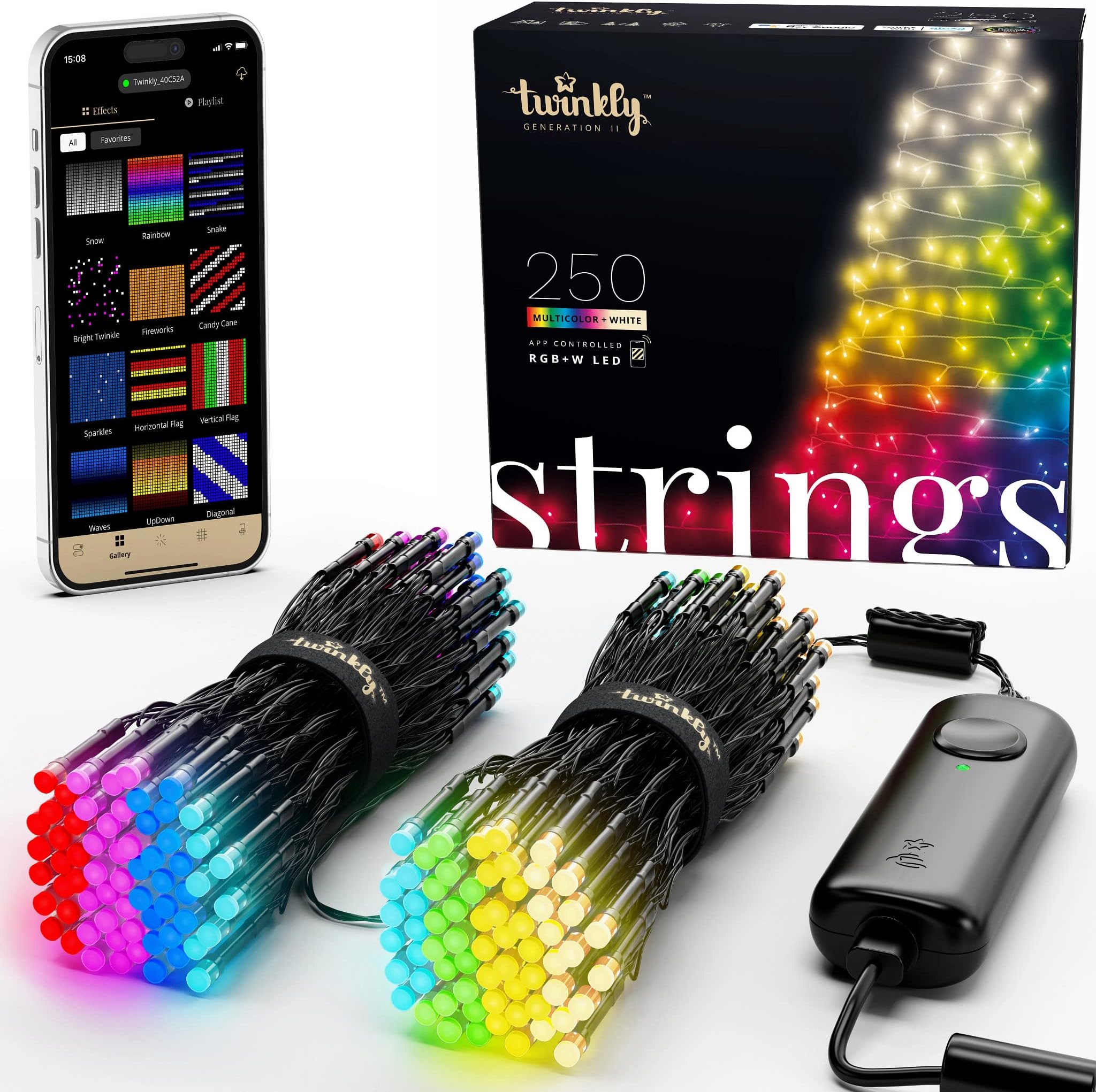 Twinkly Strings Christmas Lights with 250 RGB LEDs Indoor and