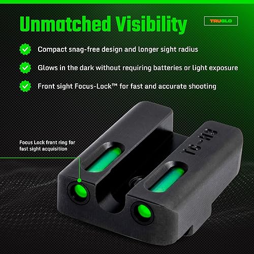 Miniatura 3 de Truglo TFX PRO - Mira de pistola, tritio brillante a prueba de golpes y vista nocturna de fibra óptica para pistolas, compacta, duradera y sin