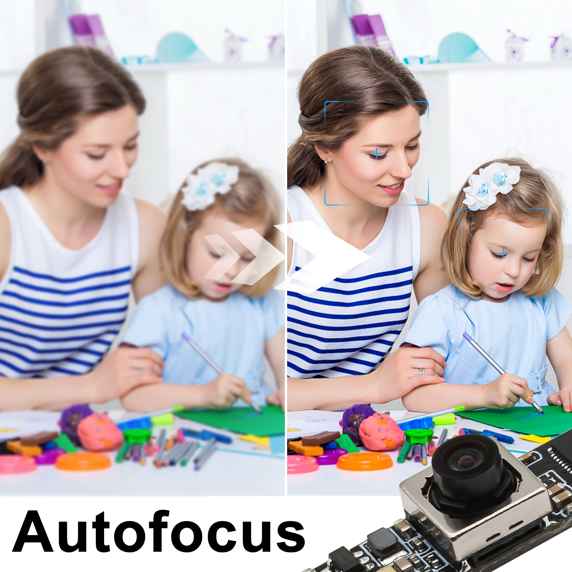 Svpro 16MP Autofokus USB Kameramodul Mit Mikrofon für Computer - HD UVC USB Kamera 2X Digitalzoom, Lightburm Video Modul, Lasergravur Webcam Board