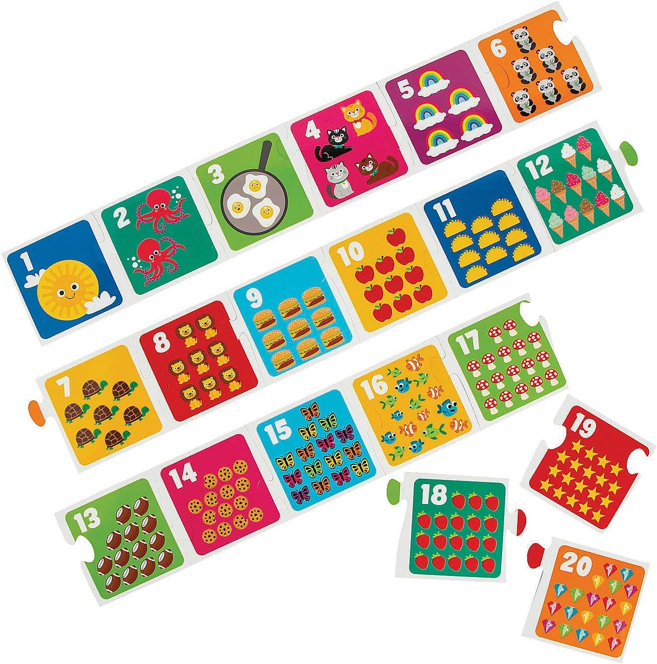 Fun Express Giant Number Floor Puzzle - 20 Pieces, Laminated Cardboard, 10 ft. x 6 in.