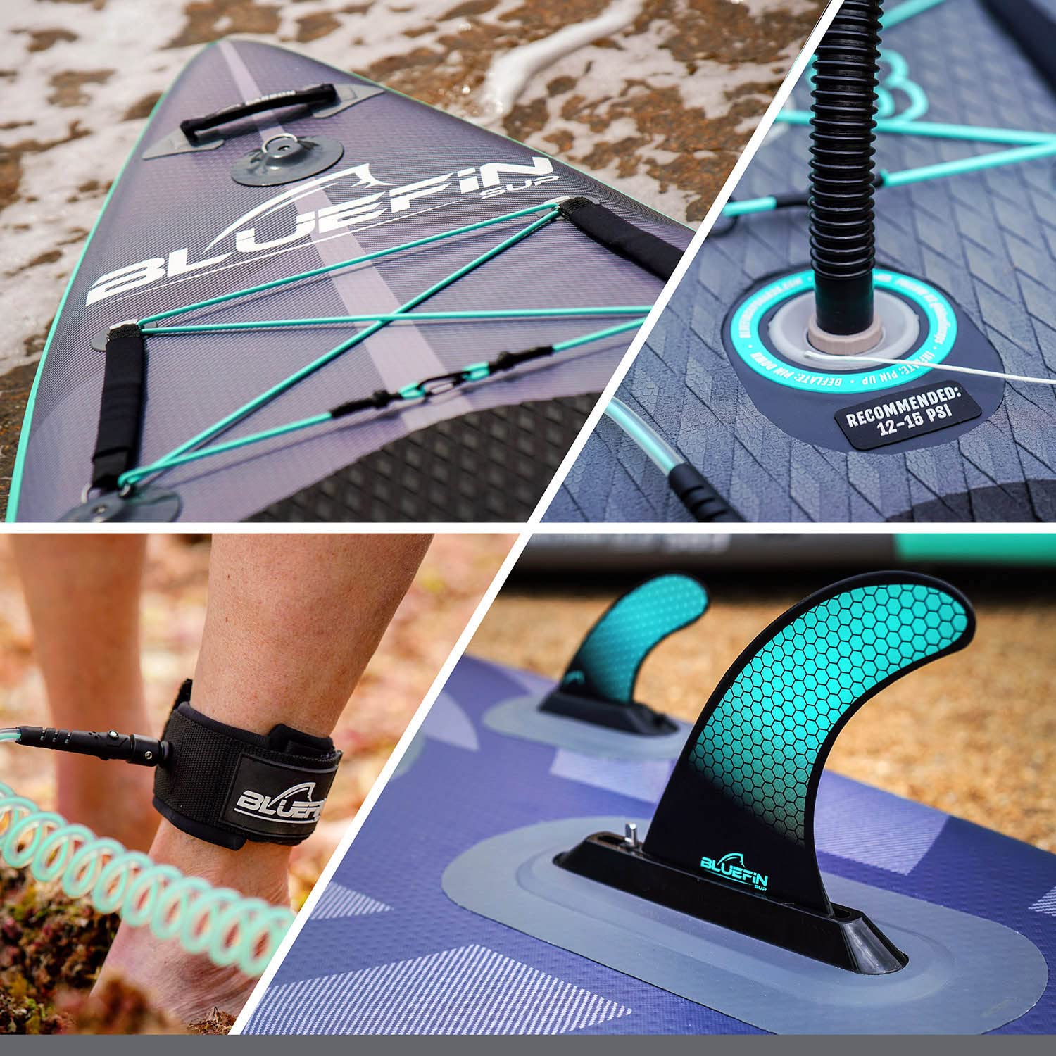 Bluefin SUP Aufblasbares Stand Up Paddle Board | Cruise Carbon SUP Board | Mit weiteren Zubehörteilen wie Pumpe, Tragetasche und Paddel | Mehrere Größen: 10'8, 12'