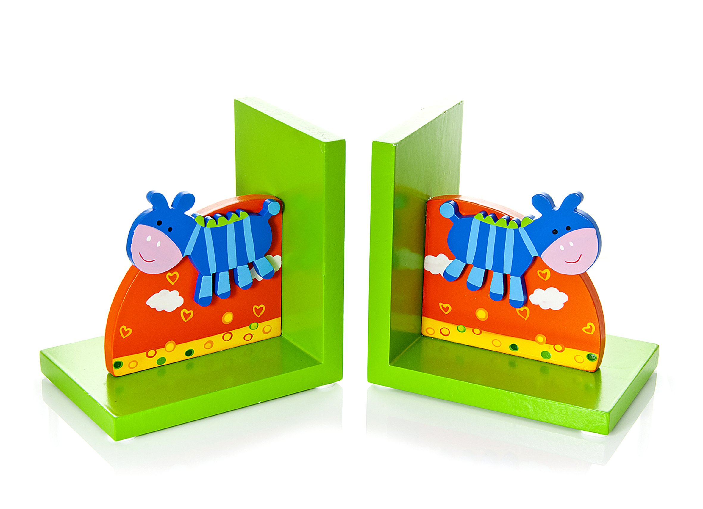 Mousehouse Gifts Zebras - Zebra Themed Wooden Bookends For Nursery, Animal Book Ends For Kids' Bedrooms