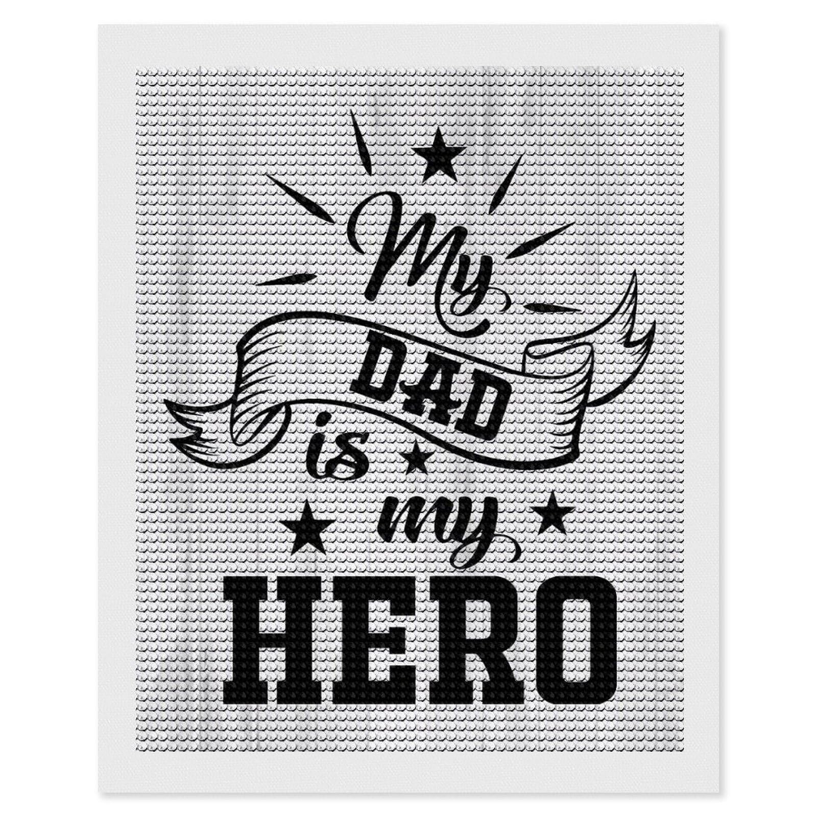 Junmoney My Dad is My Hero Round Drill Diamond Painting 16"x20", for Craft Lovers, Stress Relief Craft, Bedroom Decor, Festive Craft Gift