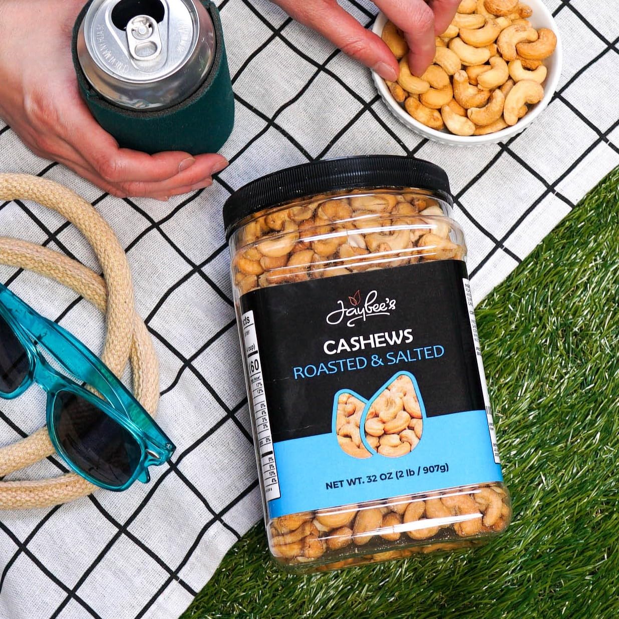 Jaybee’s Roasted Salted Whole Cashews – 32 oz (2 lbs) Resealable Bag – Kosher Protein Snack, Vegan & Keto Friendly – Great for Baking, Cooking & Salads