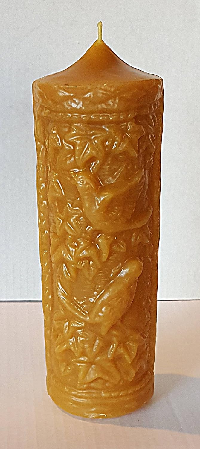 Pure Beeswax Decorative Pillar Candles - Bird Figurine - 9" Tall x 3" Wide