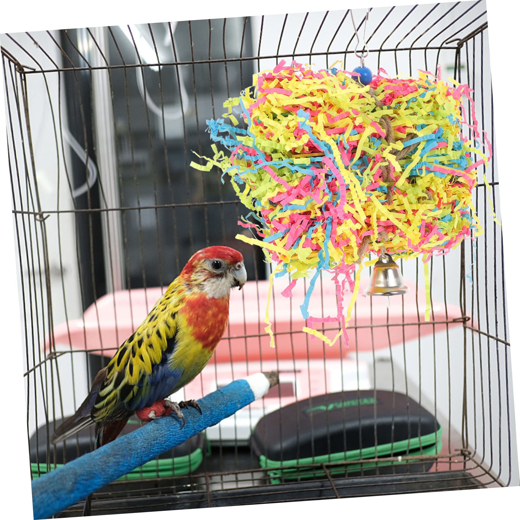Mipcase 3piezas Juguete Colgante para Pájaros y Campanas Juguete Masticable para Aves y Diversión y Entretenimiento El Estrés y Fomentar