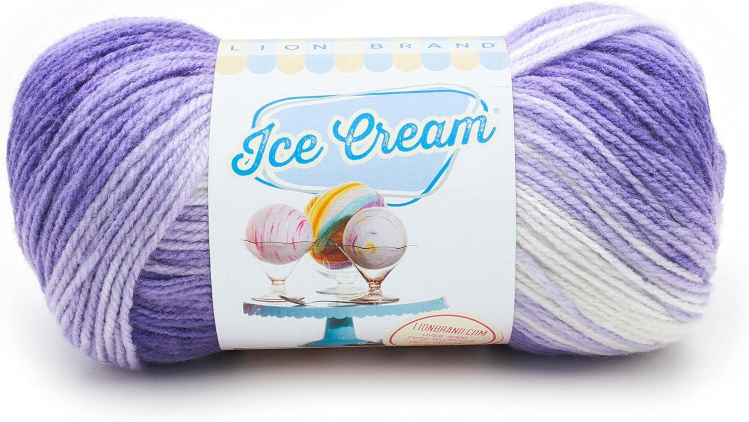 (1 Skein) Lion Brand Yarn Ice Cream Baby Yarn, Grape Multicolor