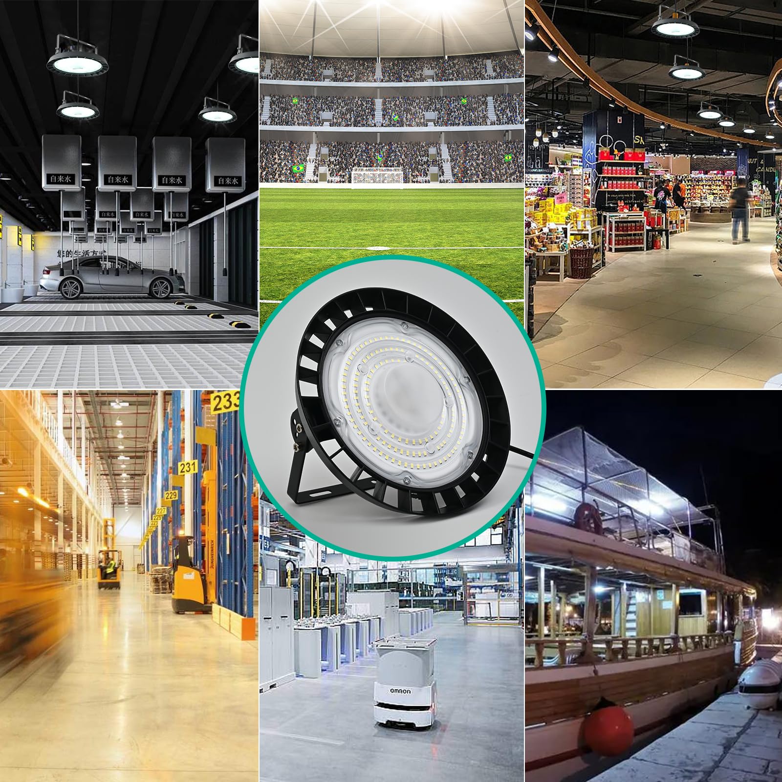 100W LED UFO Hallenlampe: 10000LM 6000K IP65 Werkstatt Deckenleuchte
