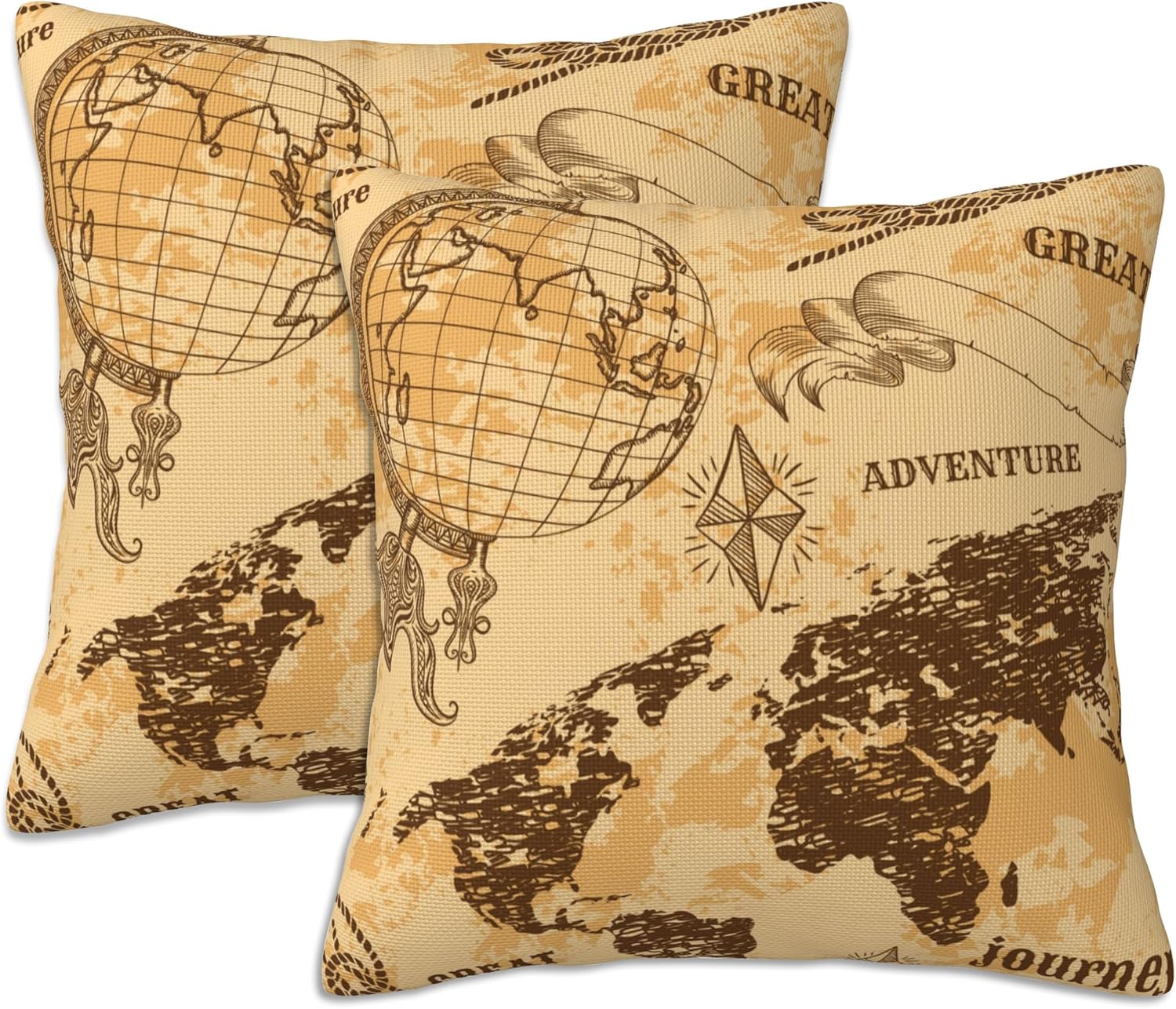 Throw Pillow Covers Abstract World Map Pillow Covers 18x18 Inch Set of 2 Throw Pillows Decorative Pillow Cases Cushion Covers for Bedroom Livingroom Sofa Farm House