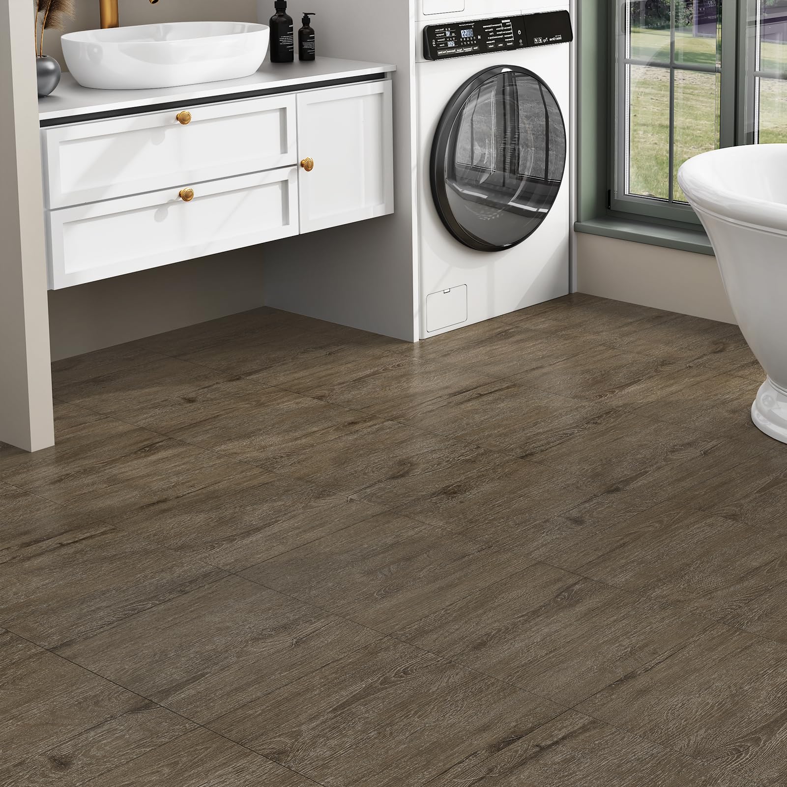 HotDecor30 Tiles Peel and Stick Floor Tile Waterproof Floor Tiles Peel and Stick Flooring Renter Friendly Removable Vinyl Flooring for Kitchen Bedroom Living Room Square Vinyl Sheet 12"x12"