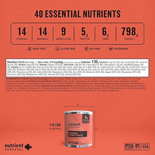 Miniatura 2 de Nutrient Survival Tomate en polvo, tomate con vitamina en polvo (30 porciones), suministro de alimentos de emergencia y suministros de campamento