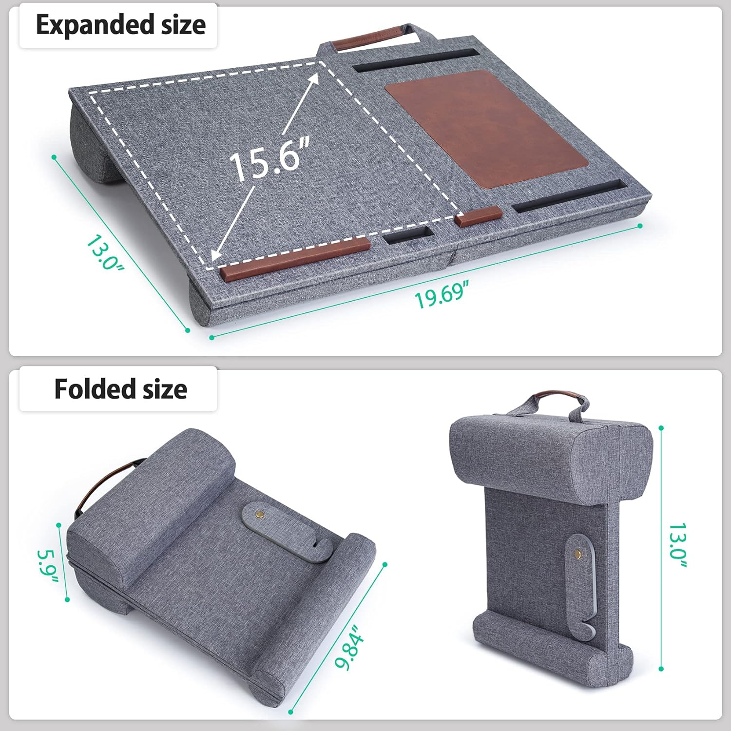 Lap Desk - Fits up to 15.6 inch Laptop Desk, Built in Mouse Pad Portable Lap Stand Lightweight Laptop Table with Phone Holder, Lap Desk Stand for Bed Sofa Home Office, Grey
