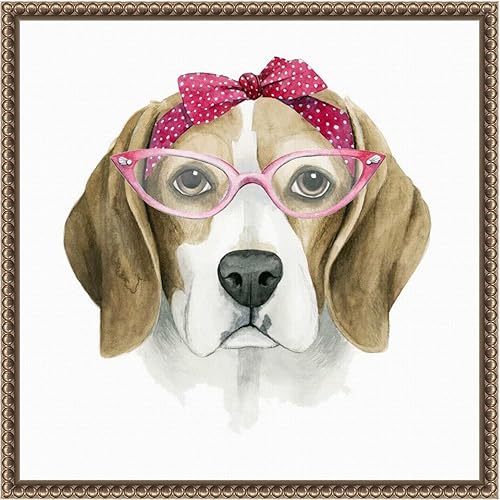 Amanti Art Framed Canvas Wall Art 16x16 Vintage Pup I by Grace Popp, Framed Wall Art Canvas, Animals Artwork, Traditional Decor, Small Poster