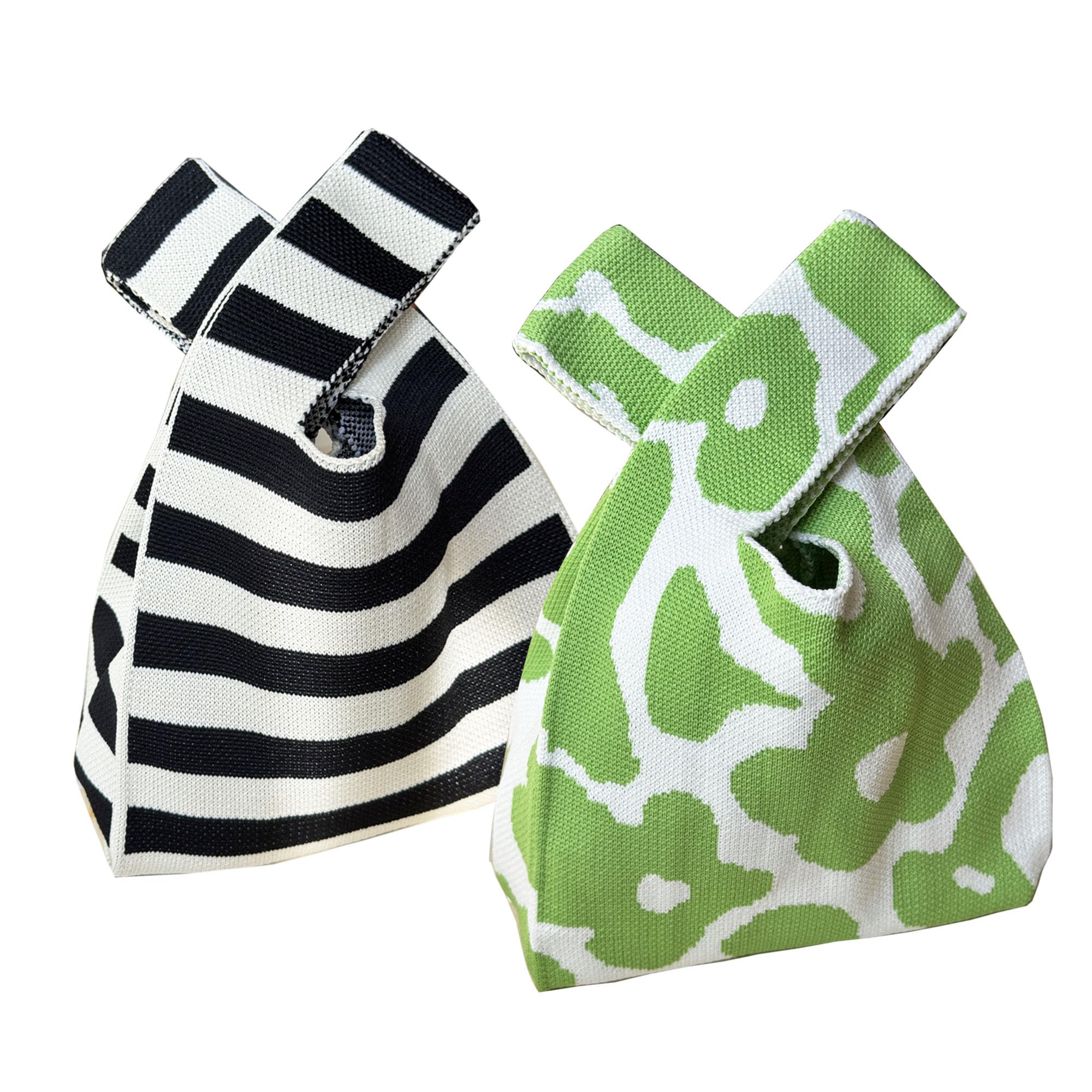 - Knit Tote Bag Mini Cute Wristlet Handbag Knot Wristlet Knitted Bag 2 Pieces Women's Pocket Handbags