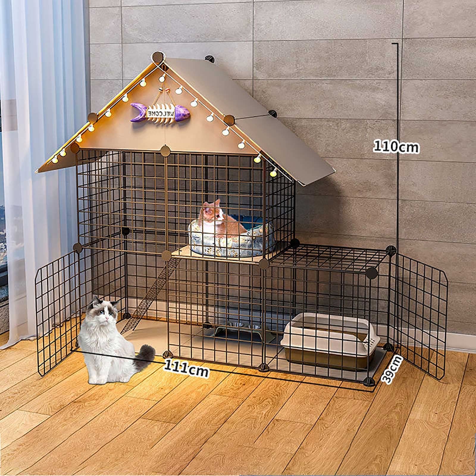 Generico recinto per Gatti Recinto per Gatti a 2 Livelli Recinto per Gatti da Interno Gabbia per Gatti Recinto per Gattini Gabbia per furetti Gabbie per Cani per Cani di Piccola Taglia, Gabbia per ca