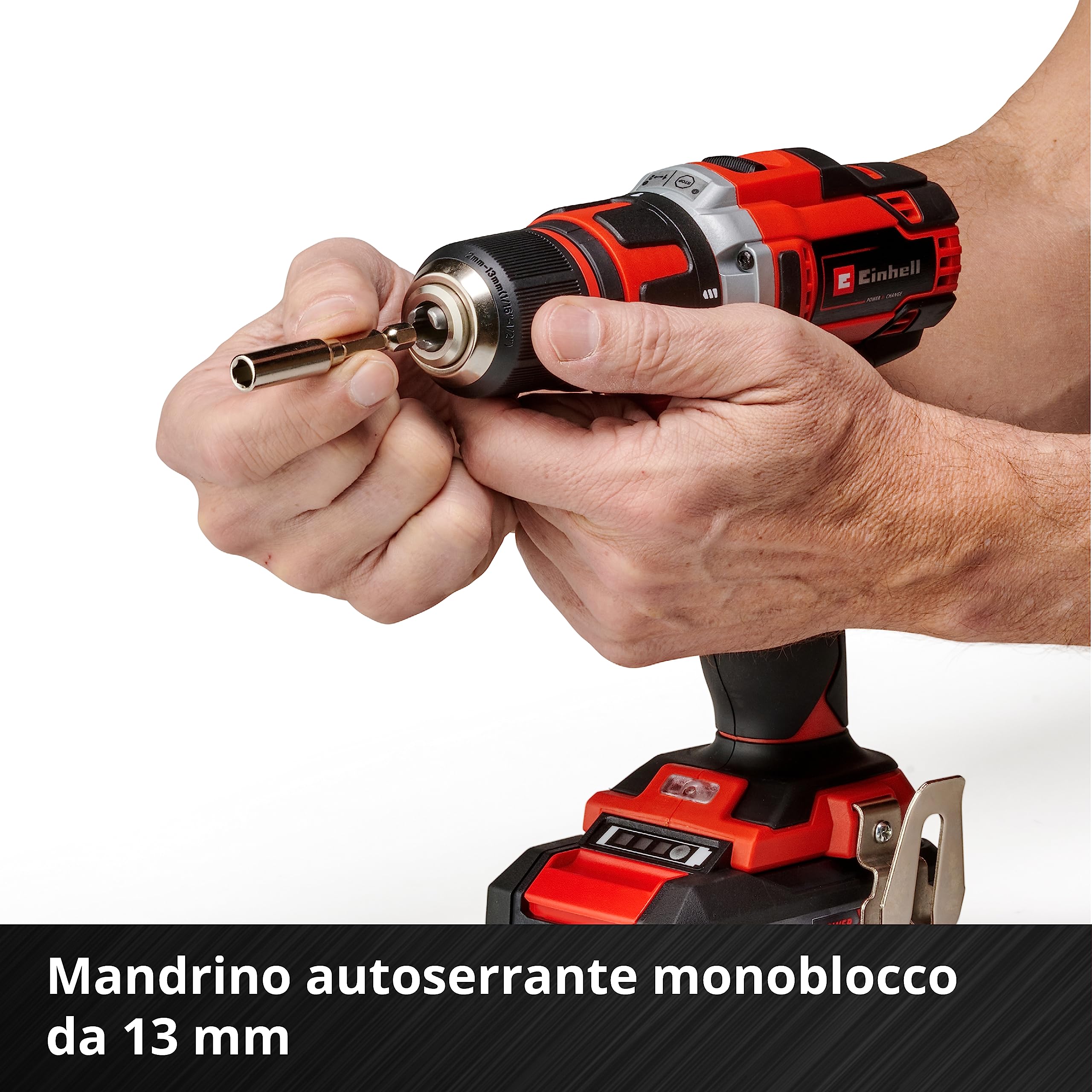 Einhell TE-CD 18/40 Li +69 (2x2,0 Ah) Kit trapano a batteria Power X-Change e set 69 accessori (18 V, mandrino 13mm, incl. 2 batterie da 2,0 Ah e caricabatteria, valigetta e 69 accessori)