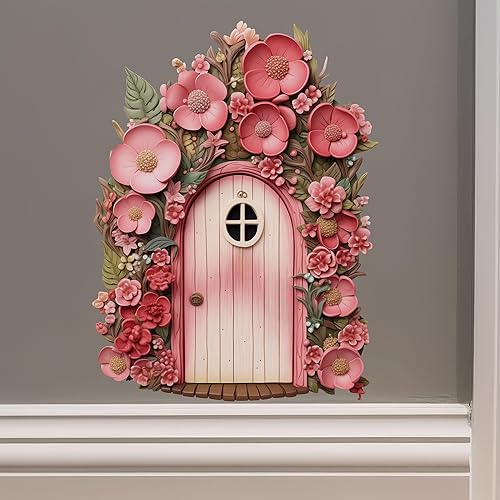 Begonia Flowers Garden House - Adhesivo de pared para puerta de hadas