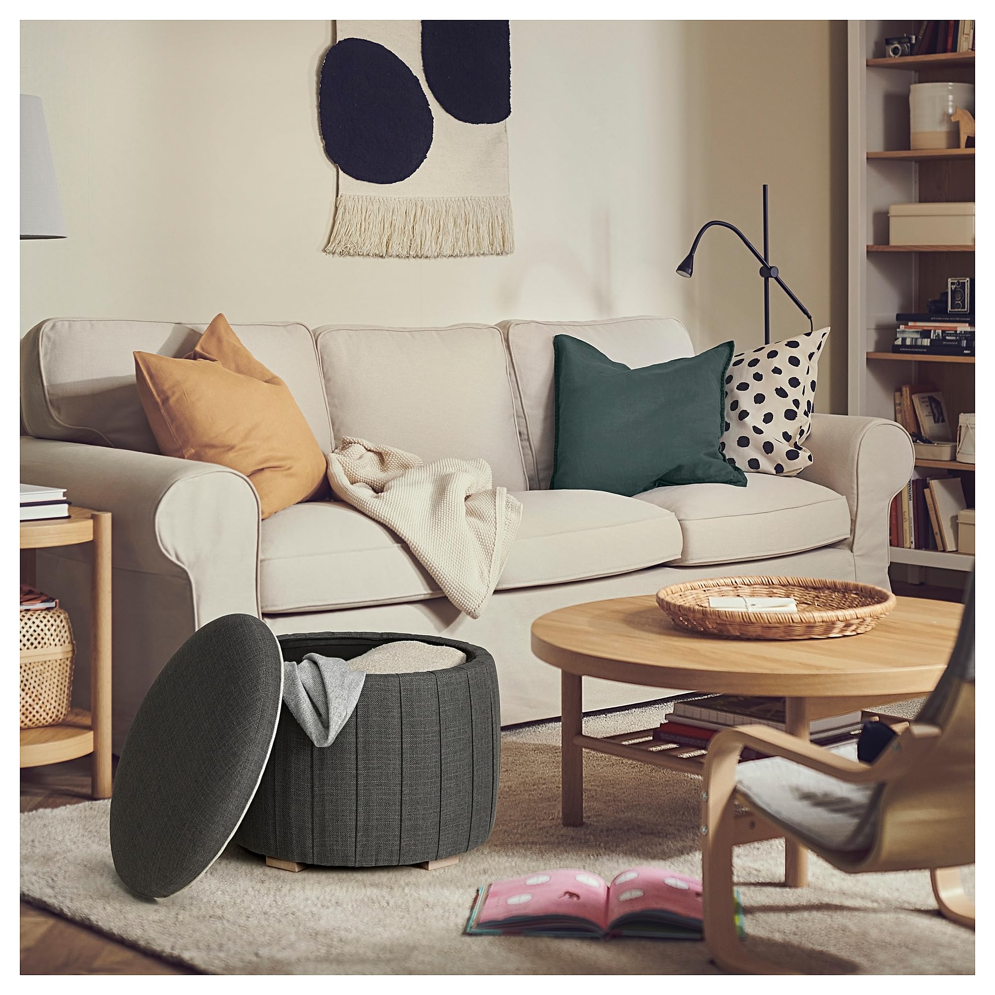 ProTuning ÅTERLÖGA Pouf, con contenitore/Kilanda grigio scuro