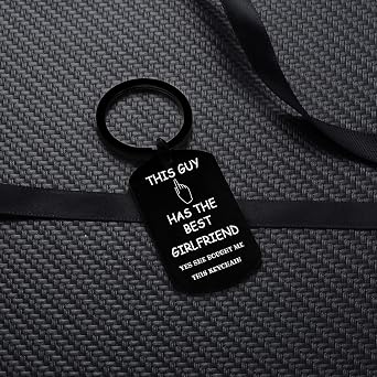 YEEQIN Funny Boyfriend Keychain Gifts for Boyfriend Valentines Birthday Gifts for Him Funny Boyfriend Gift Ideas This Guy Has The Best Girlfriend