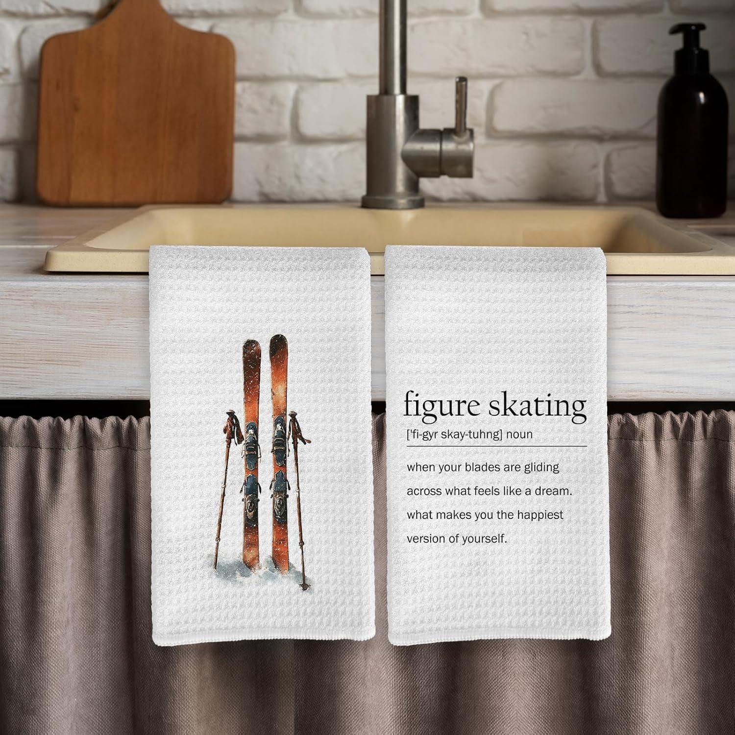 Winter Ski Kitchen Towels Set of 2, Ski Gifts for Women Men Dish Tea Towels, Winter Snow Skiing Lift Decor Hand Towels for Bathroom Decor, Skiing Kitchen Decor, 16X24In Dish Cloths & Dish Towels - Image 6