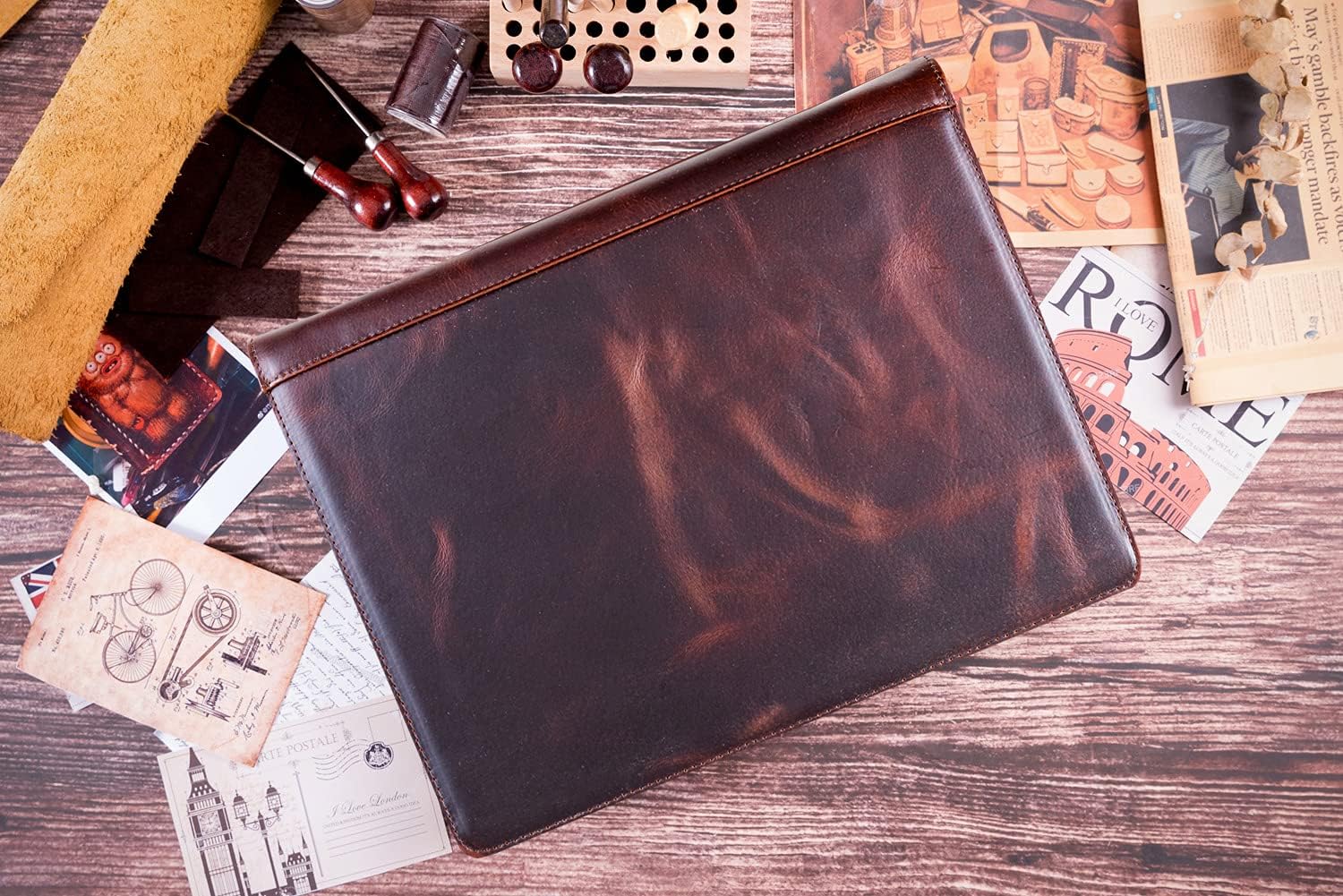 Personalized Business Genuine Binder, Monogrammed Custom Engraved Business Portfolio, Unique Birthday Gifts/New Career Presents, Oil Wax