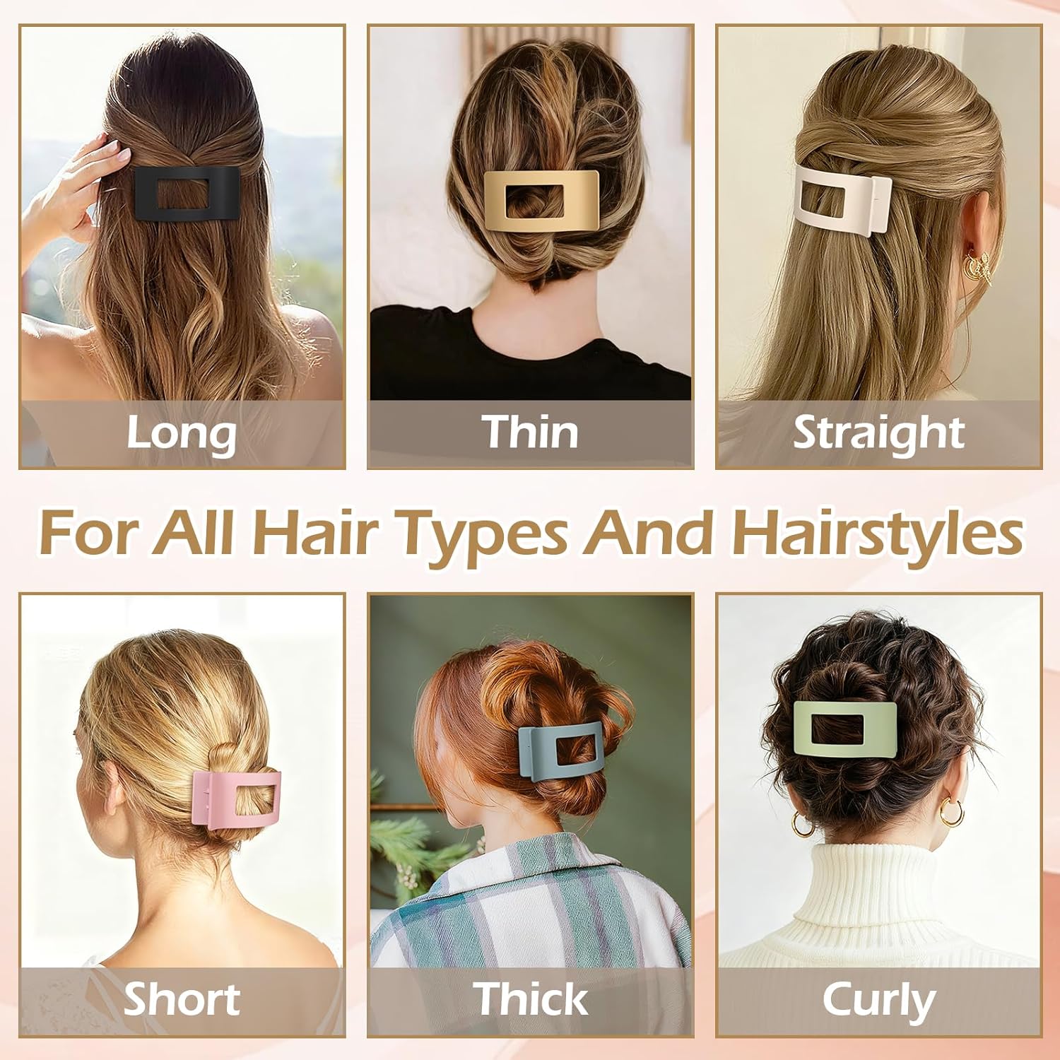 French Flat Hair Clips for Women 6pcs Hair Claw Clips for Thick or Thin Hair Matte Claw Clips for Girls Barrettes Non-Slip Strong Hold Hair Accessories for Women (Light Colorful) - Image 6