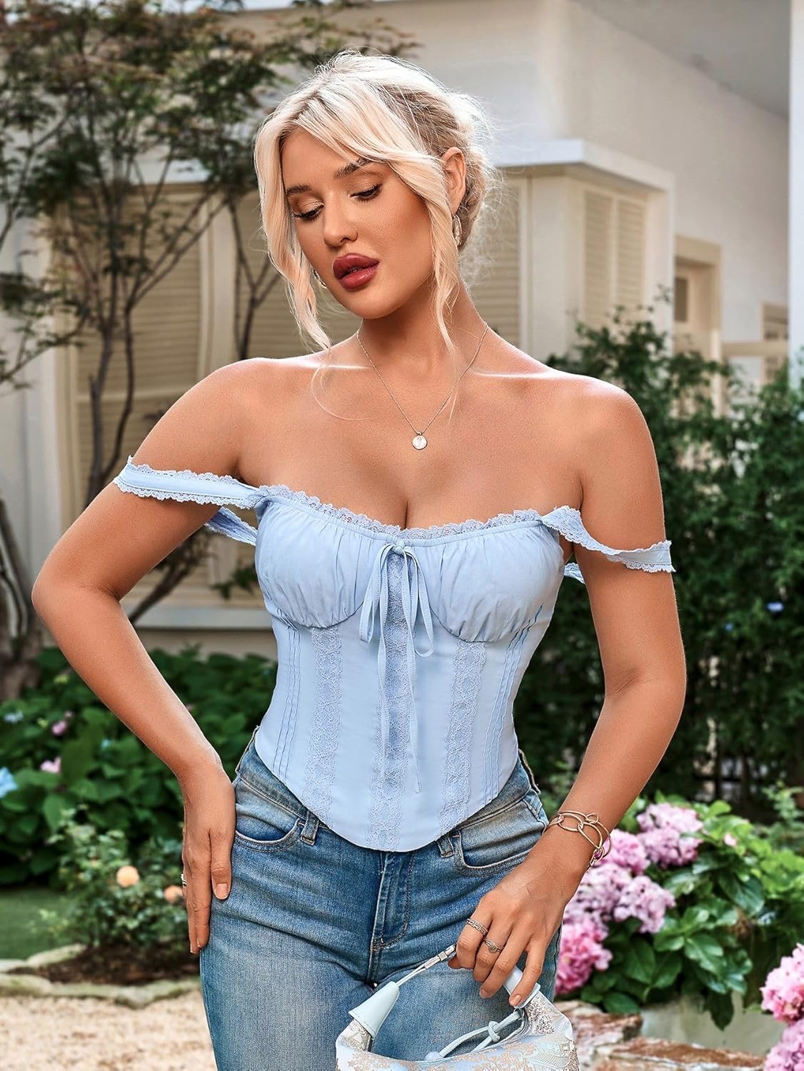 KUTUMAI Lace Corset Top Y2K Cute Square Neck Bustier Going Out Tank Crop Tops for Women Trendy Summer - Image 6