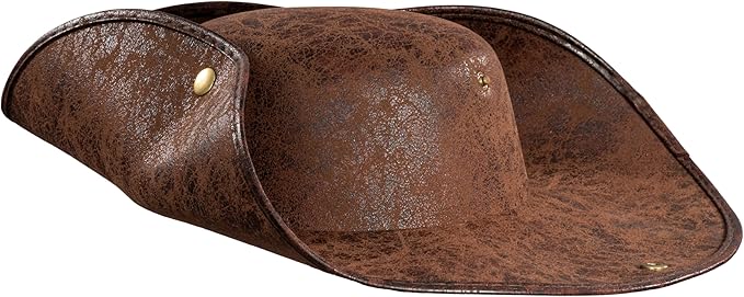 Sombrero Pirata Cuero Sintético Marrón Negro Disfraz Adulto Talla Única miniatura 5