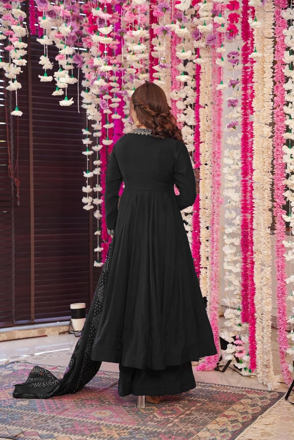 Women’s Flared Anarkali Suit with Dupatta Chinon Indian Ethnic Wear for Weddings Festivals Parties