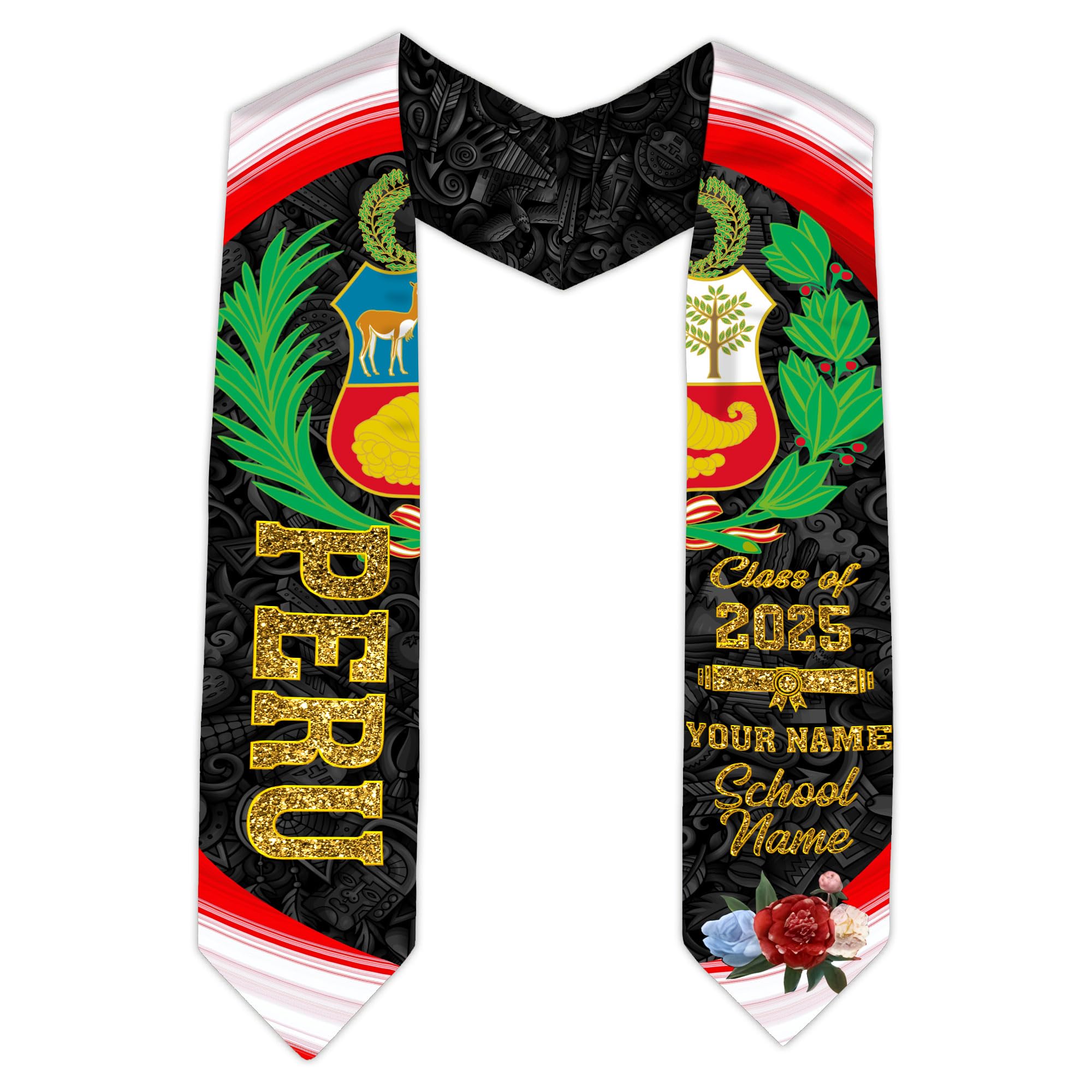 MonkeyVan Custom Peruvian Graduation Sash, Peru Graduation Stole, Peru Flag Stole Class Of 2025, Sashes For Graduations 2025 Peru 10