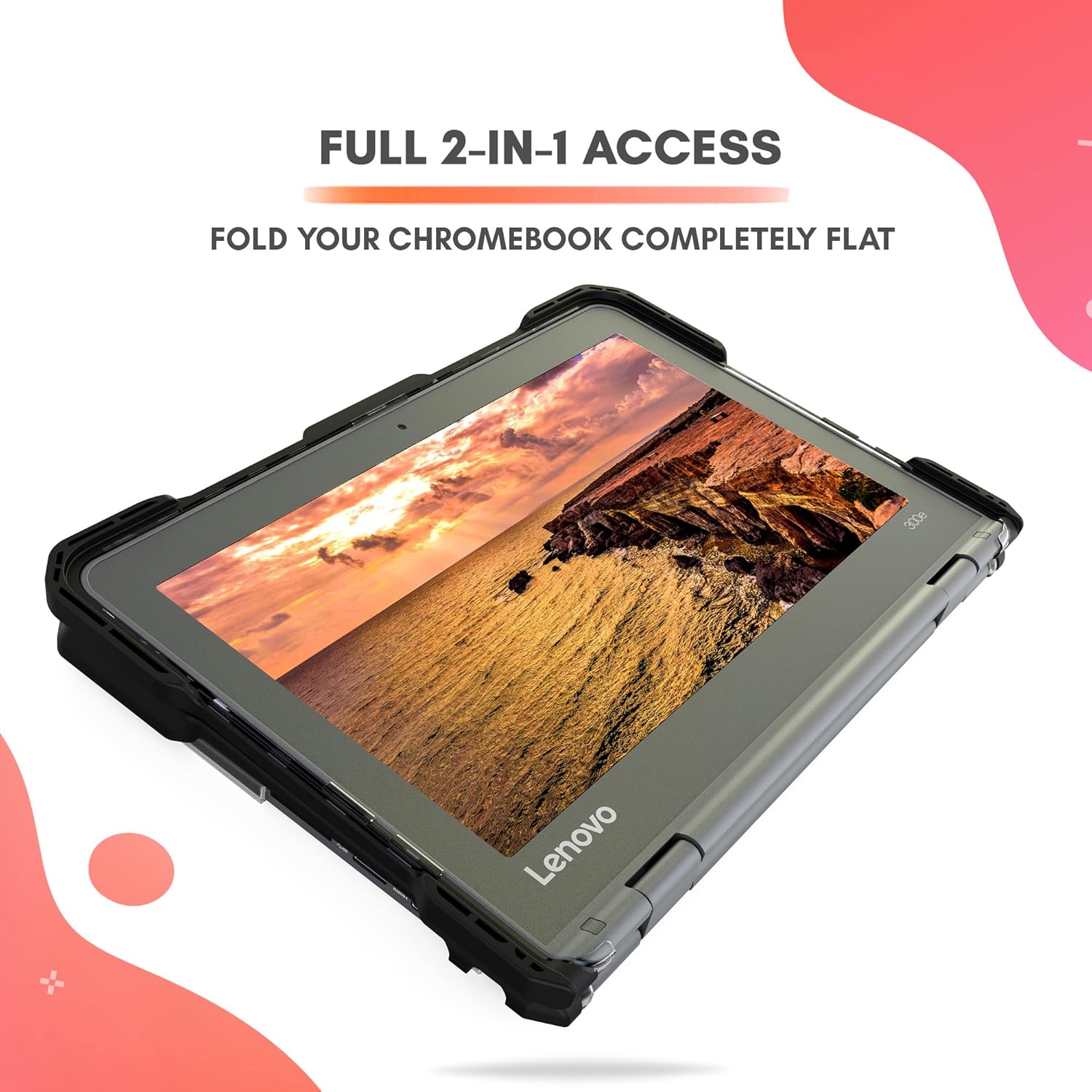 UZBL Case for Lenovo Chromebook 300e / 500e Gen 3 | Protective Hard Shell Polycarbonate Clear Case Cover | Student-Proof Rubberized Edge Protection