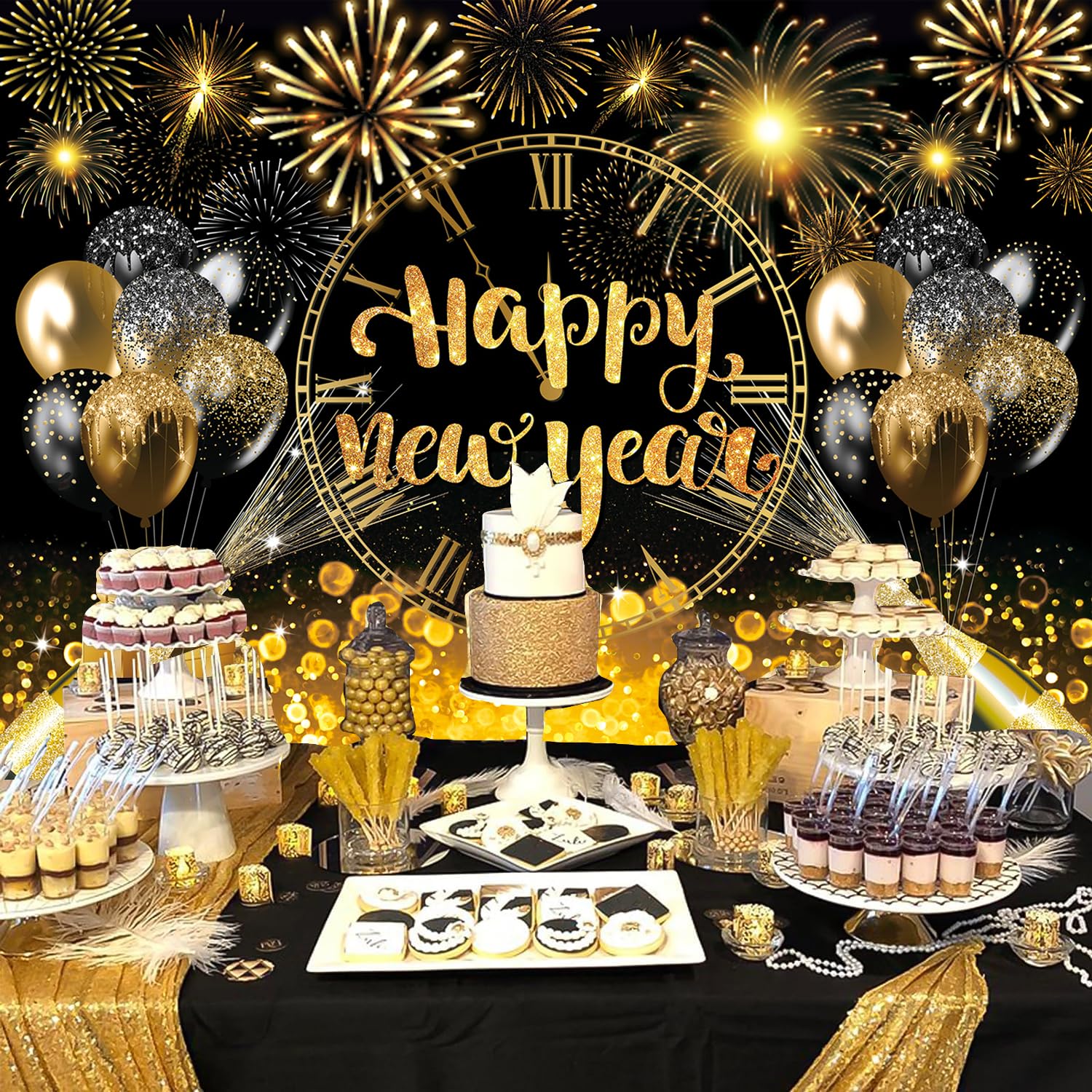 BINQOO Toile De Fond Pour Le Réveillon Du Nouvel An 2026