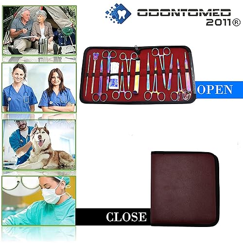 Miniatura 8 de OdontoMed2011® Kit avanzado de anatomía Acero inoxidable de alta calidad Multi Titanium Rainbow Color Juego de 24 herramientas con mango