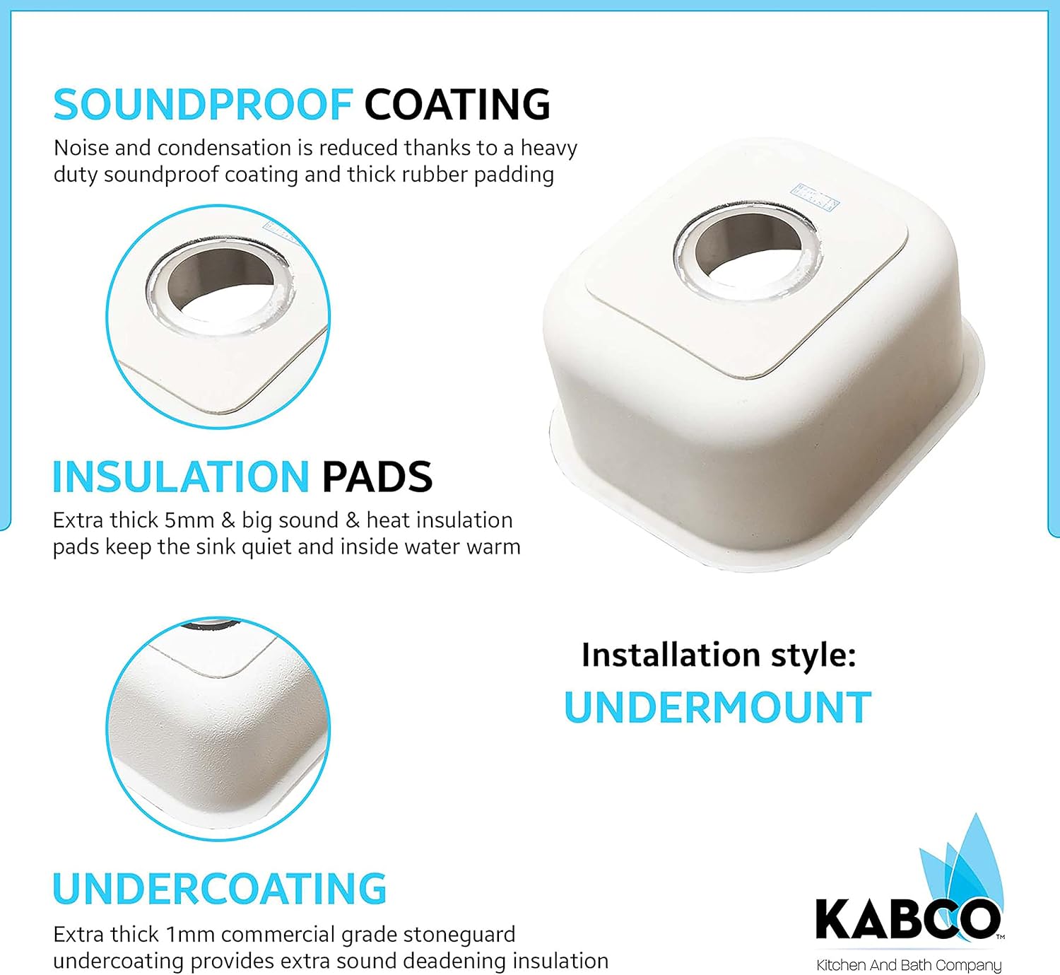 KABCO Single Bowl Undermount Stainless Steel Kitchen Sink, Rust Resistant Sound and Heatproof Laser Cut, Sink for Indoor or Outdoor Kitchens (Classic Sinks)